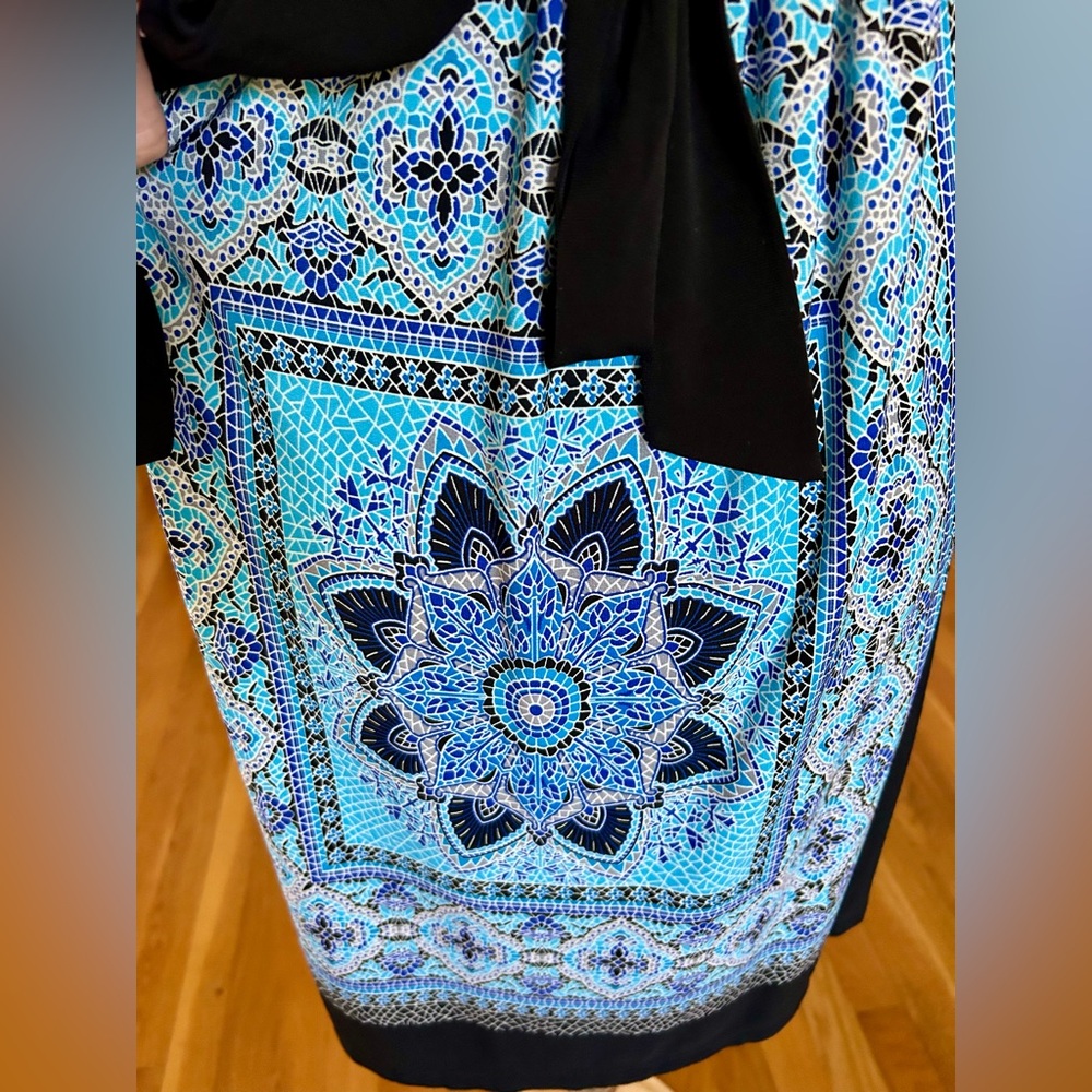 Carole Little Black & Blue Mandala Knee Length Dress in Women’s Sz 8 - Picture 6 of 7